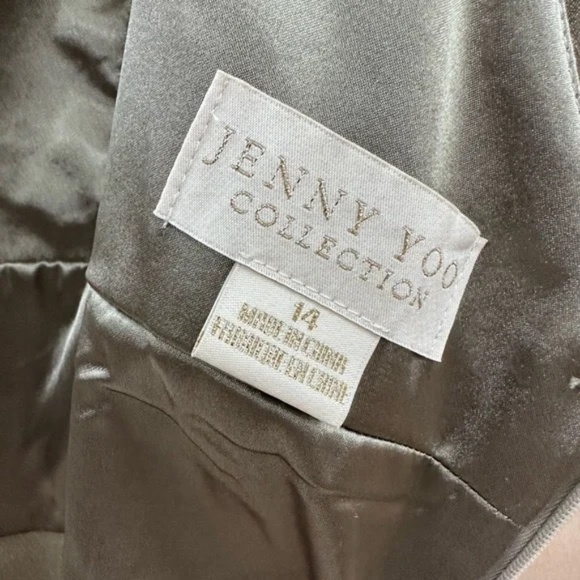 Jenny Yoo Brenna style Sage long cocktail gown/bridesmaid dress NWT sz 14 - Picture 7 of 16